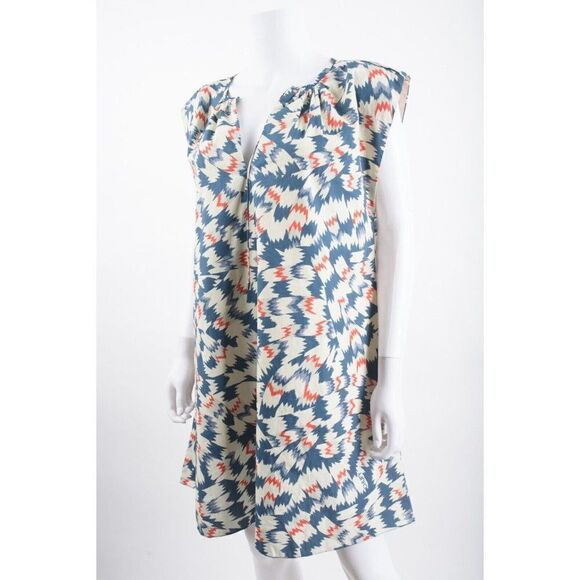 Chufy Womens Sicily Blue Mini Dress M-L MultiColor Poplin Cotton No Belt - Picture 3 of 6